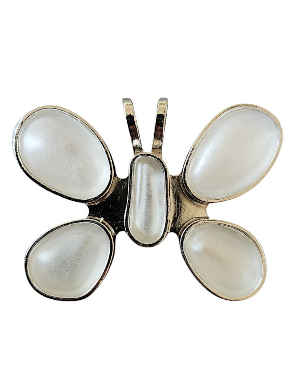 Lucite and Silver Tone Butterfly Clip or Pendant Signed by Rebecca Collins